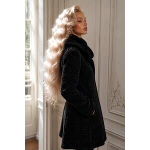 Black Faux Fur Persian Lamb Coat Jacket M Whimsygoth by White House Black Market